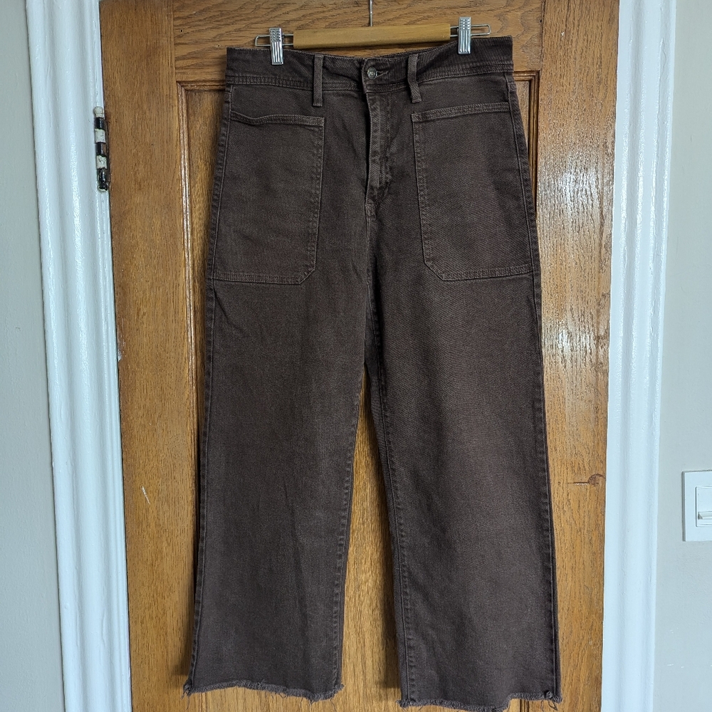 Just Black Denim - Brown Cropped Wide Leg Jeans Size 31